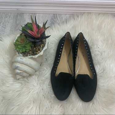 Antonio Melani black suede studded flats