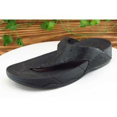 FitFlop Sz 8 M Black Flip Flop Fabric Women Sandal