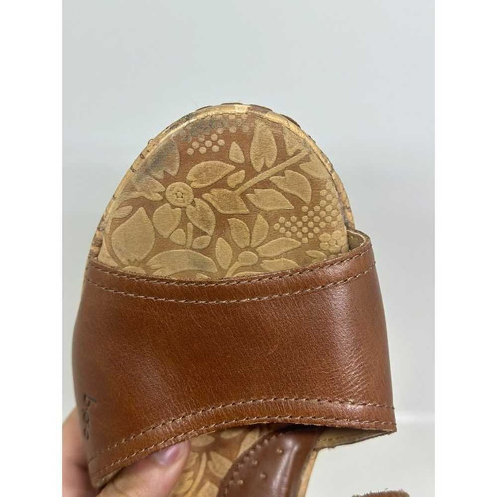 BOC Brown Leather Cork Wedge Sandals Buckle Heels… - image 10