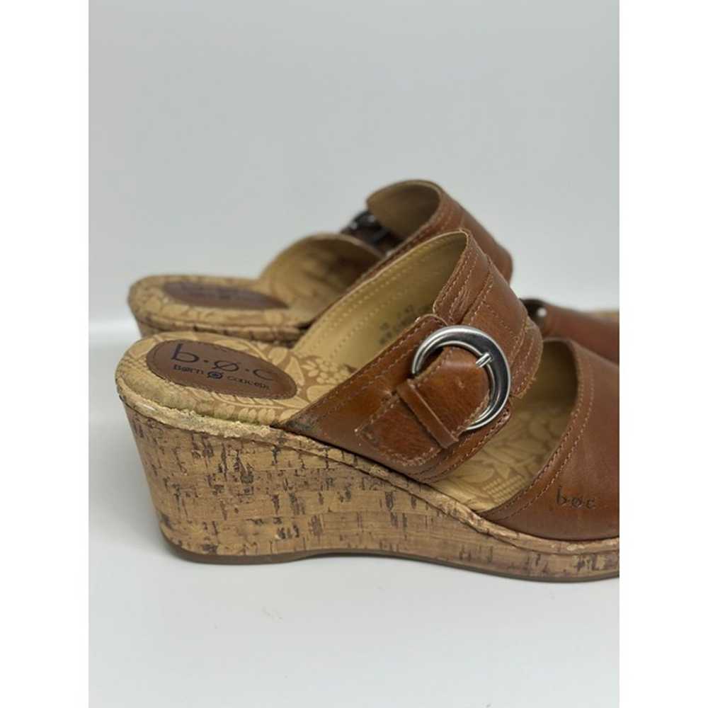 BOC Brown Leather Cork Wedge Sandals Buckle Heels… - image 2