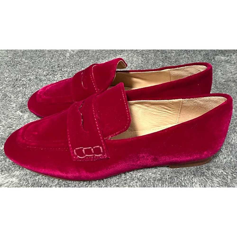 Boden Womens 7.5 Penny Loafers Burgundy Velvet Wi… - image 1