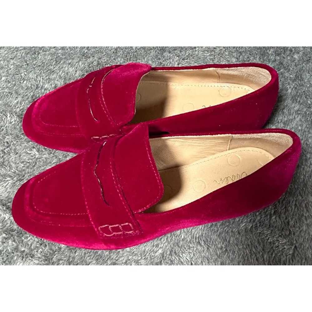 Boden Womens 7.5 Penny Loafers Burgundy Velvet Wi… - image 2