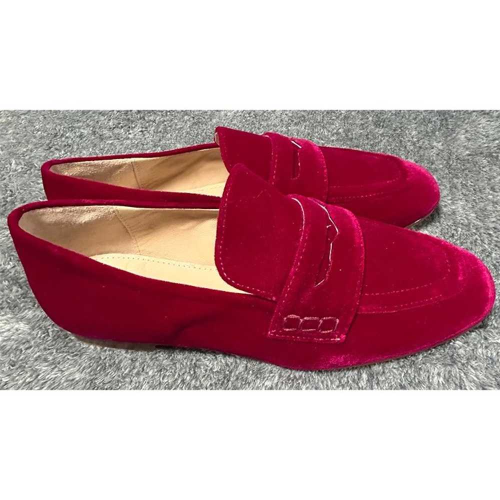 Boden Womens 7.5 Penny Loafers Burgundy Velvet Wi… - image 6