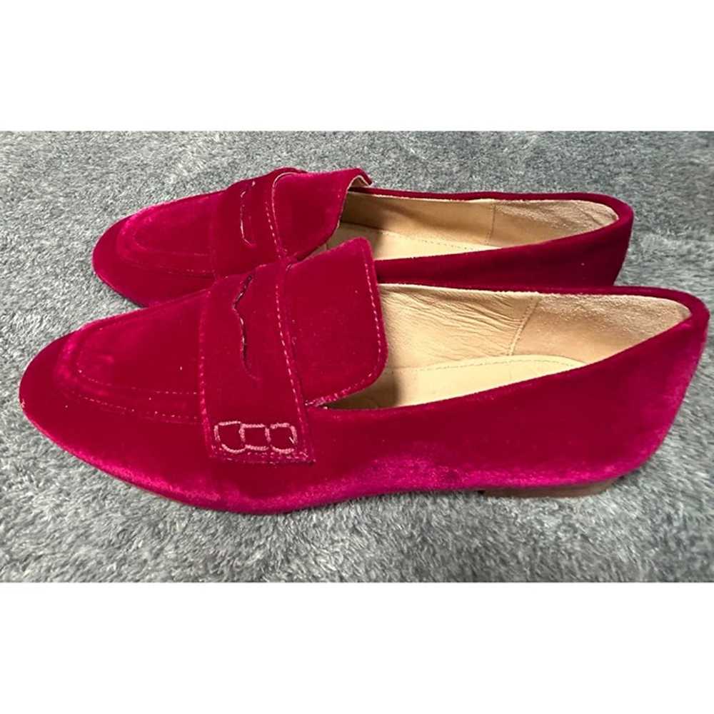 Boden Womens 7.5 Penny Loafers Burgundy Velvet Wi… - image 7