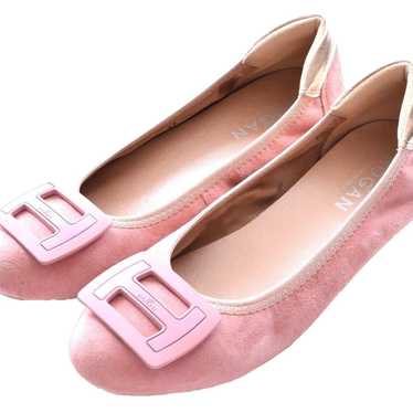 HOGAN Light Pink Suede Ballet Flats with H Lacque… - image 1