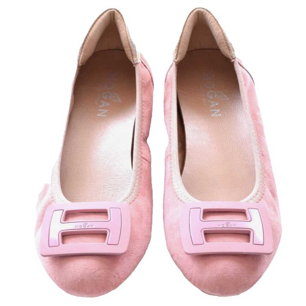 HOGAN Light Pink Suede Ballet Flats with H Lacque… - image 2