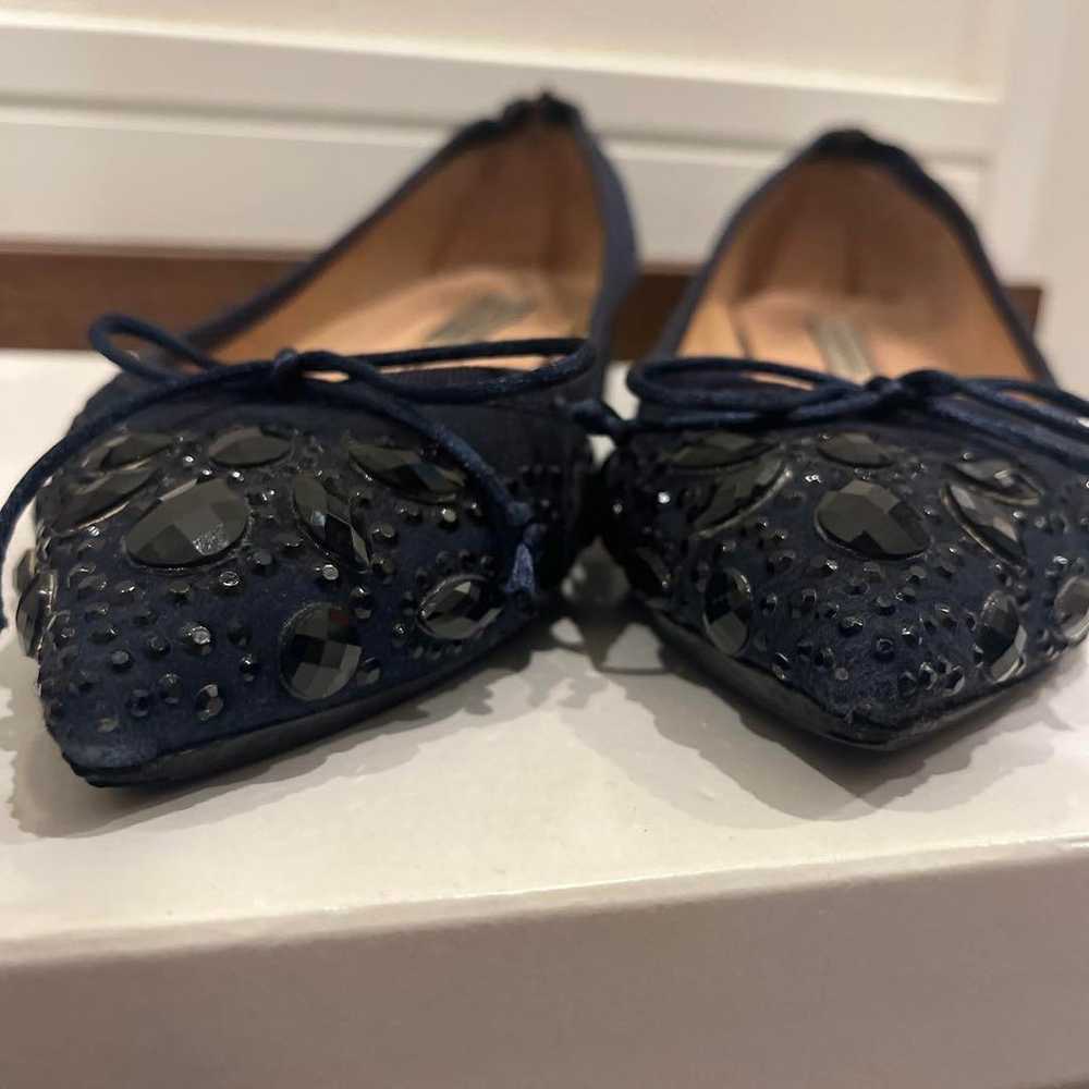 INTER CHAUSSURES Suede Navy Jeweled Flat Shoes - image 2