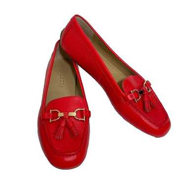 Talbots Pebbled Red Leather Everson Tassel Drivin… - image 1