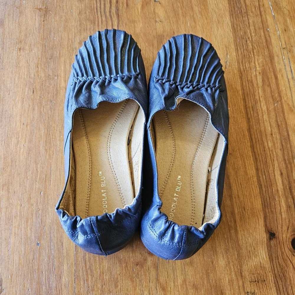 chocolat blu shoes Size 7 Cam3 Navy Leather Pleat… - image 3