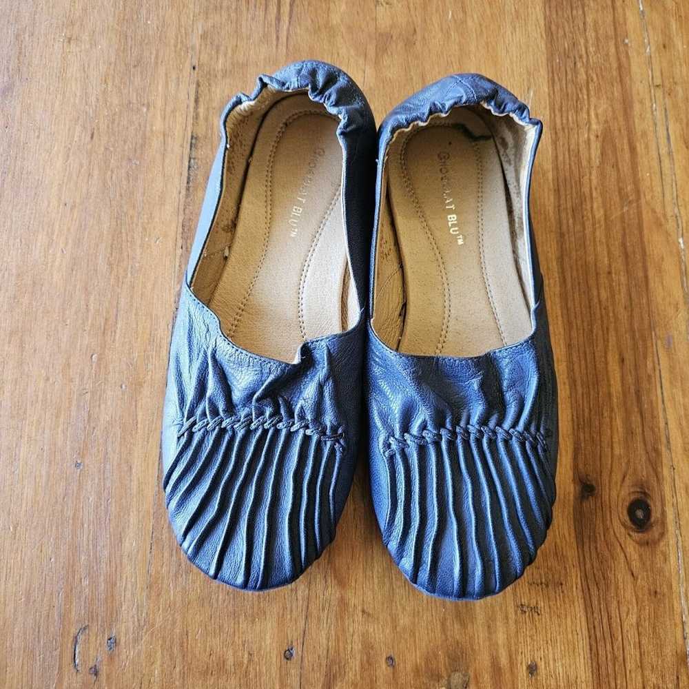 chocolat blu shoes Size 7 Cam3 Navy Leather Pleat… - image 9