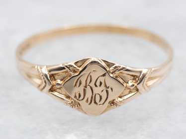 Gold "BF" Engraved Signet Ring - image 1