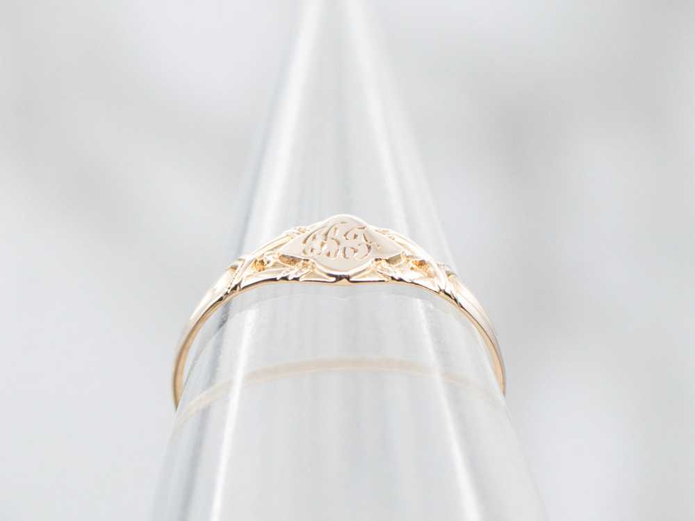 Gold "BF" Engraved Signet Ring - image 3