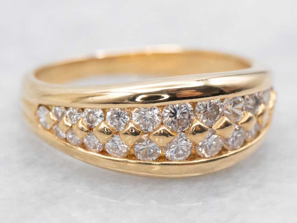 Gold Double Row Diamond Band - image 2