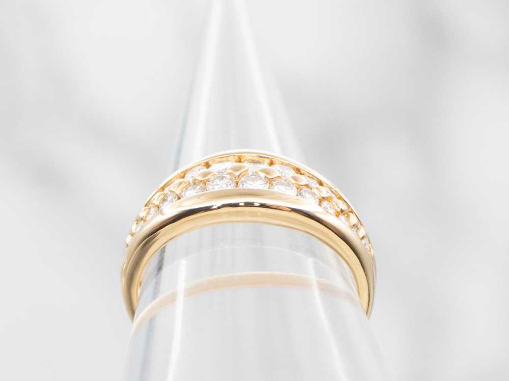 Gold Double Row Diamond Band - image 3