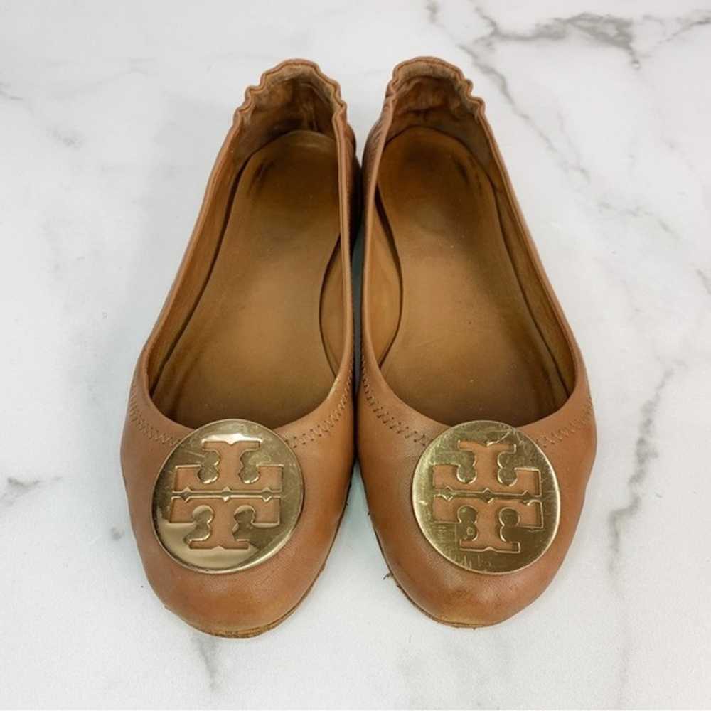 Tory Burch Cognac Brown Logo Gold Emblem Leather … - image 1