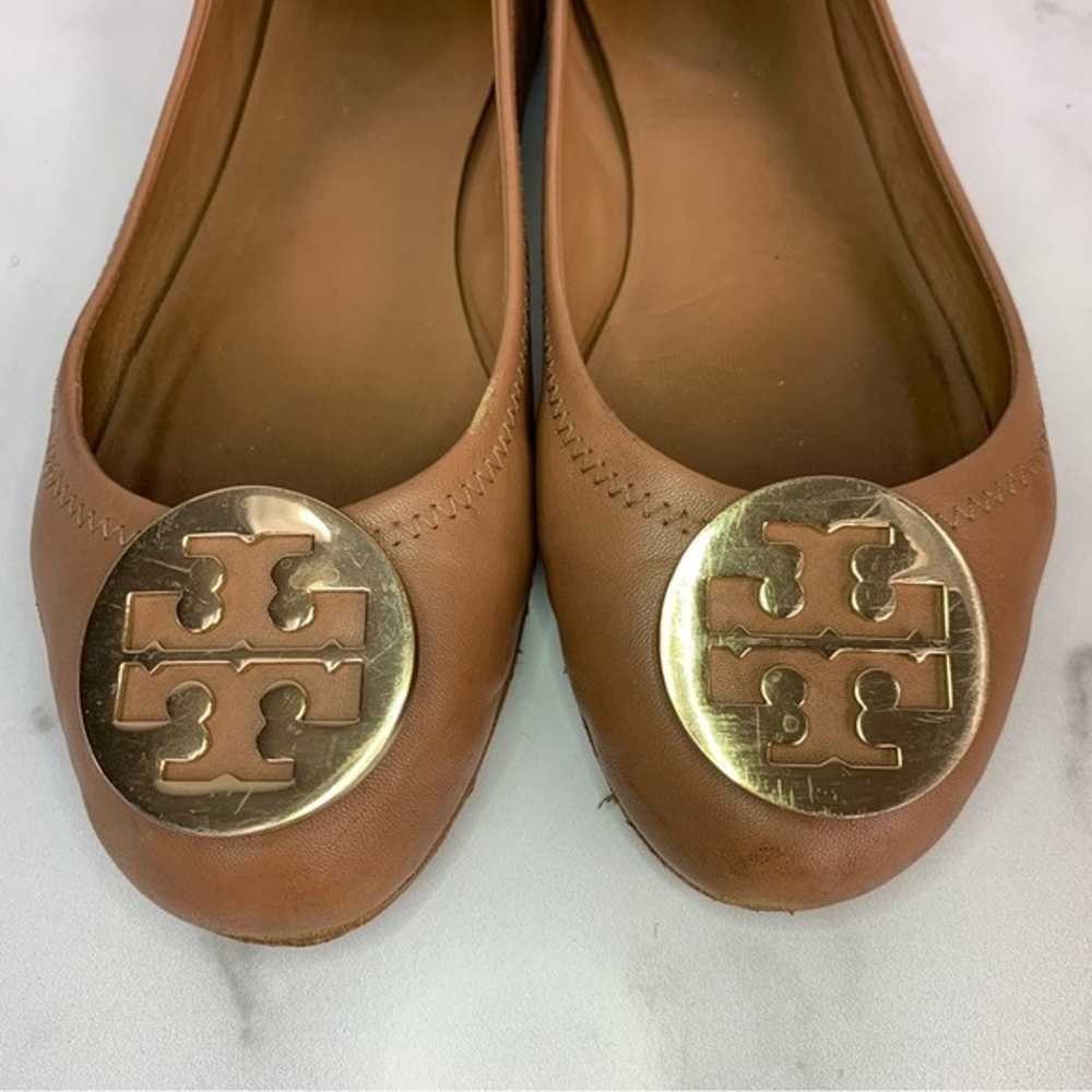 Tory Burch Cognac Brown Logo Gold Emblem Leather … - image 3