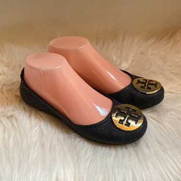 Tory Burch textured leather black ballet flats Si… - image 1