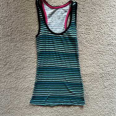 Vintage 2000s Y2K blue and black striped tank top