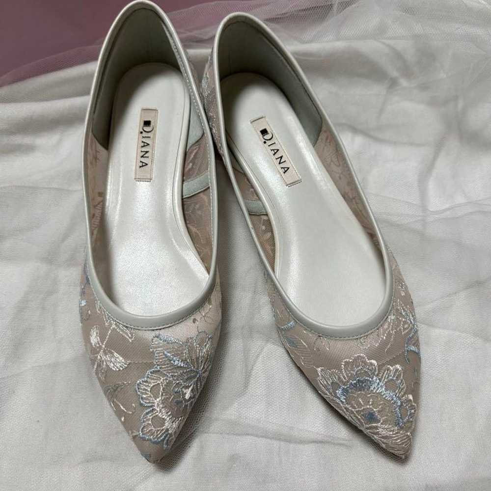 Diana Floweŕ Embroidered Tulle Pumps, Flat, White - image 1