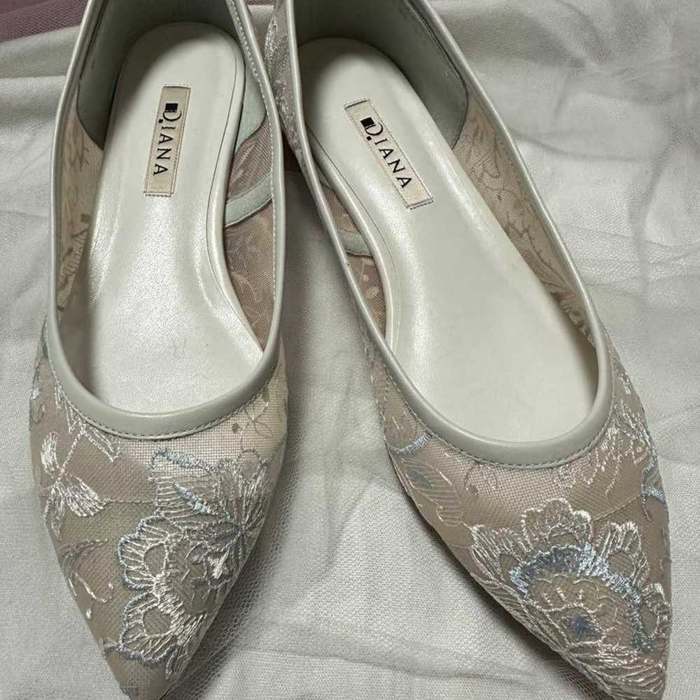 Diana Floweŕ Embroidered Tulle Pumps, Flat, White - image 2