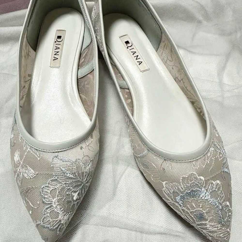 Diana Floweŕ Embroidered Tulle Pumps, Flat, White - image 3