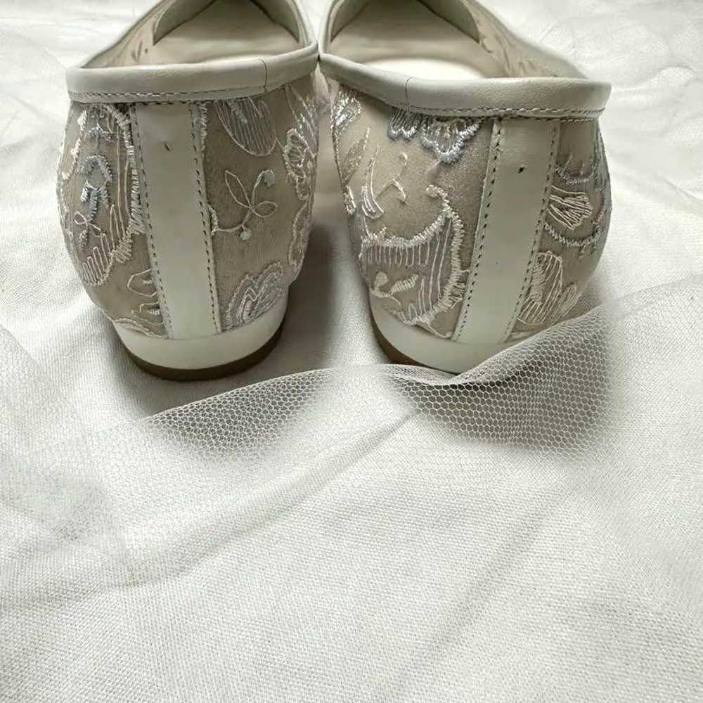 Diana Floweŕ Embroidered Tulle Pumps, Flat, White - image 5