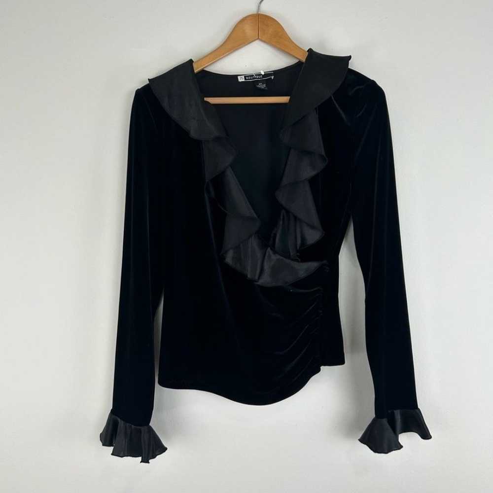 Vintage JS Boutique Black Velvet With Satin Fringe - image 5