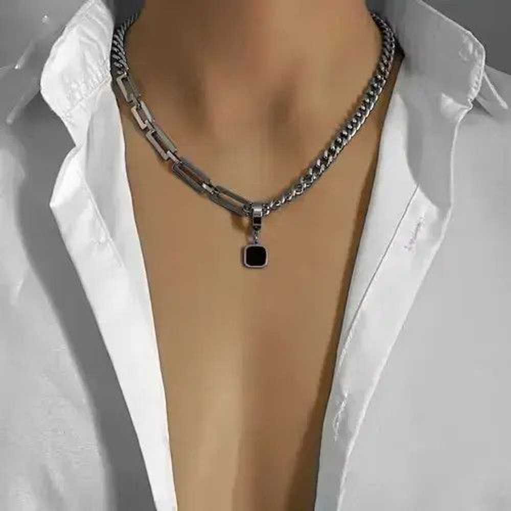 Chain × Cuban Link Chain × Jewelry Black Square P… - image 1