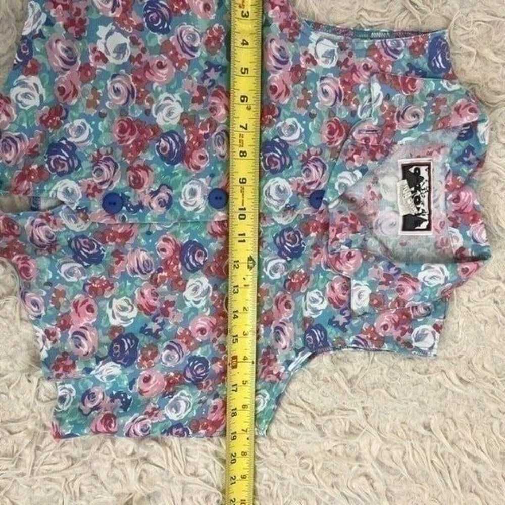 Vintage O-Zone Womens Retro Blue & Pink Floral Pr… - image 10