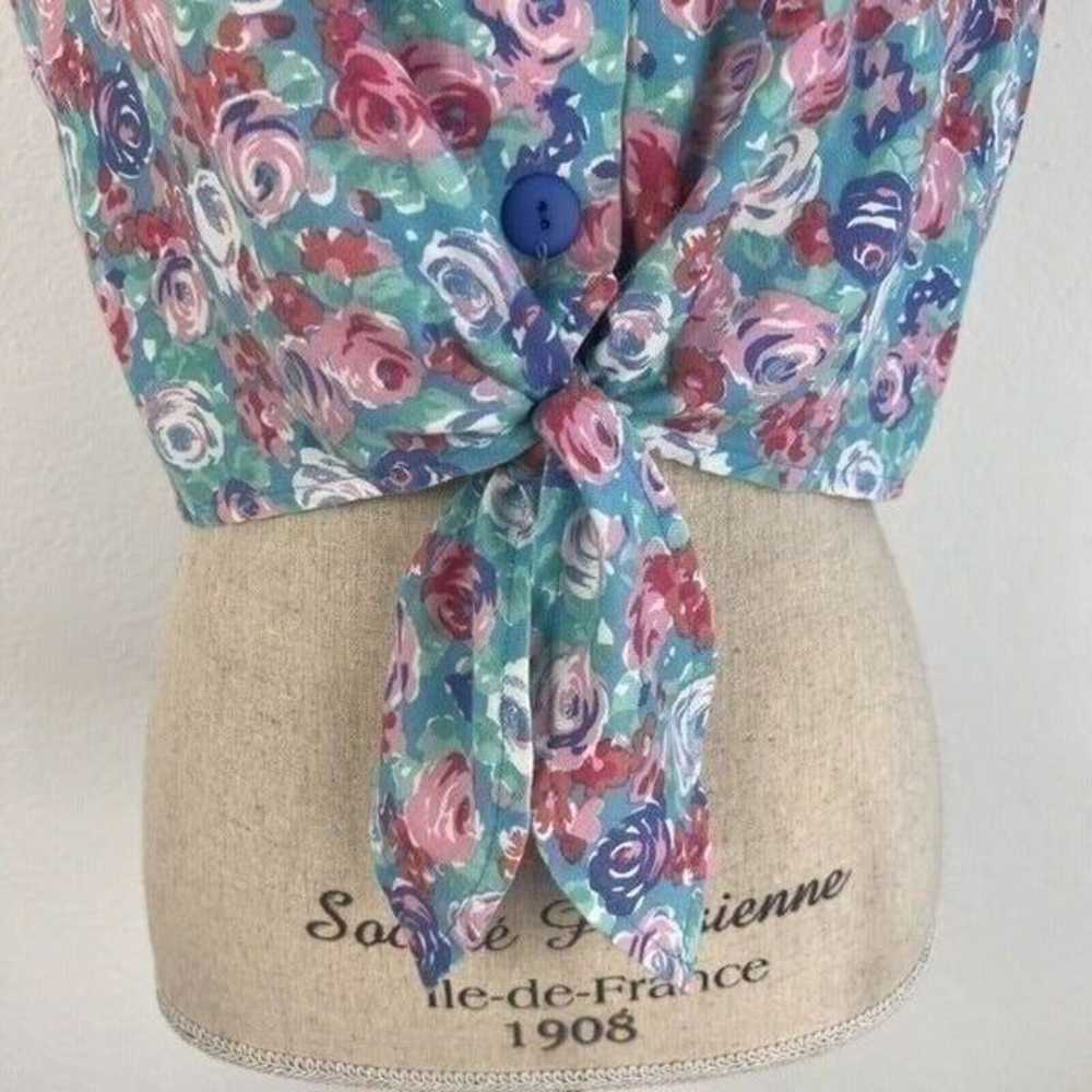 Vintage O-Zone Womens Retro Blue & Pink Floral Pr… - image 7