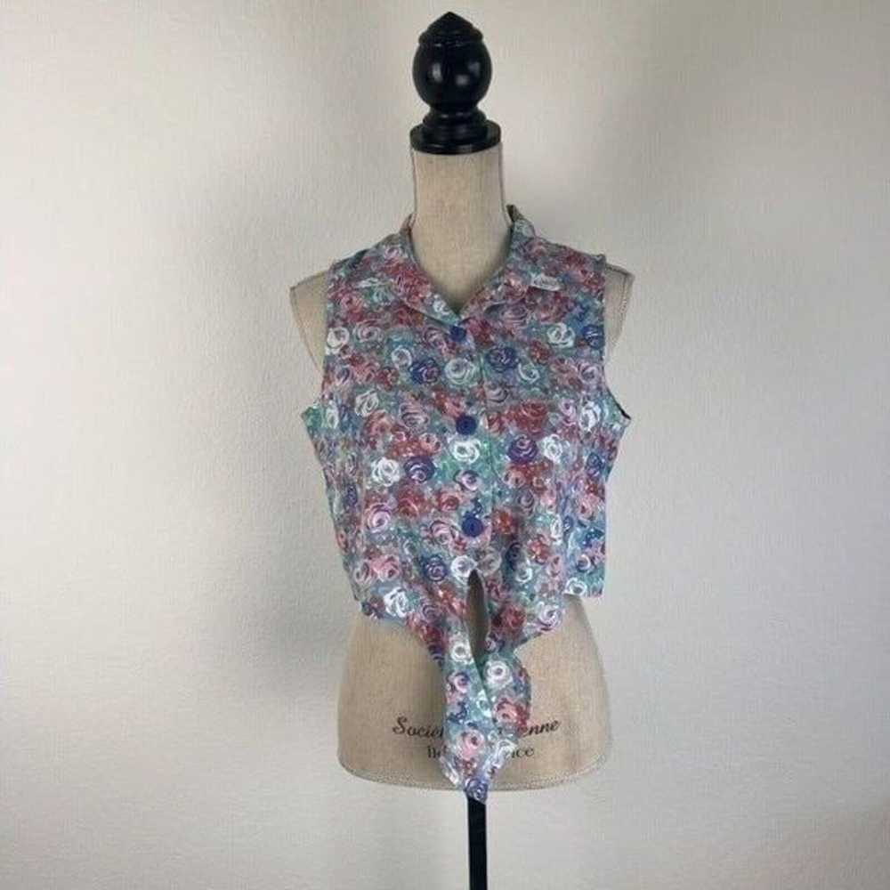 Vintage O-Zone Womens Retro Blue & Pink Floral Pr… - image 8