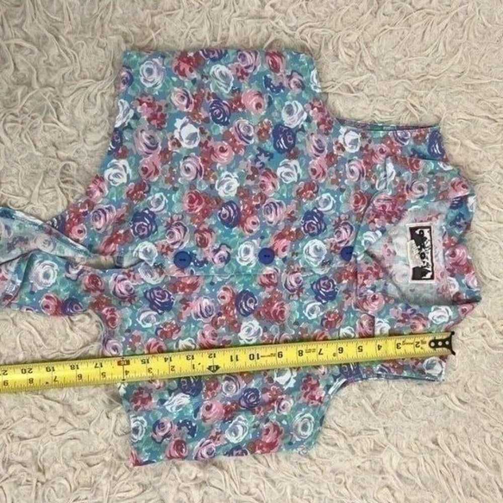 Vintage O-Zone Womens Retro Blue & Pink Floral Pr… - image 9