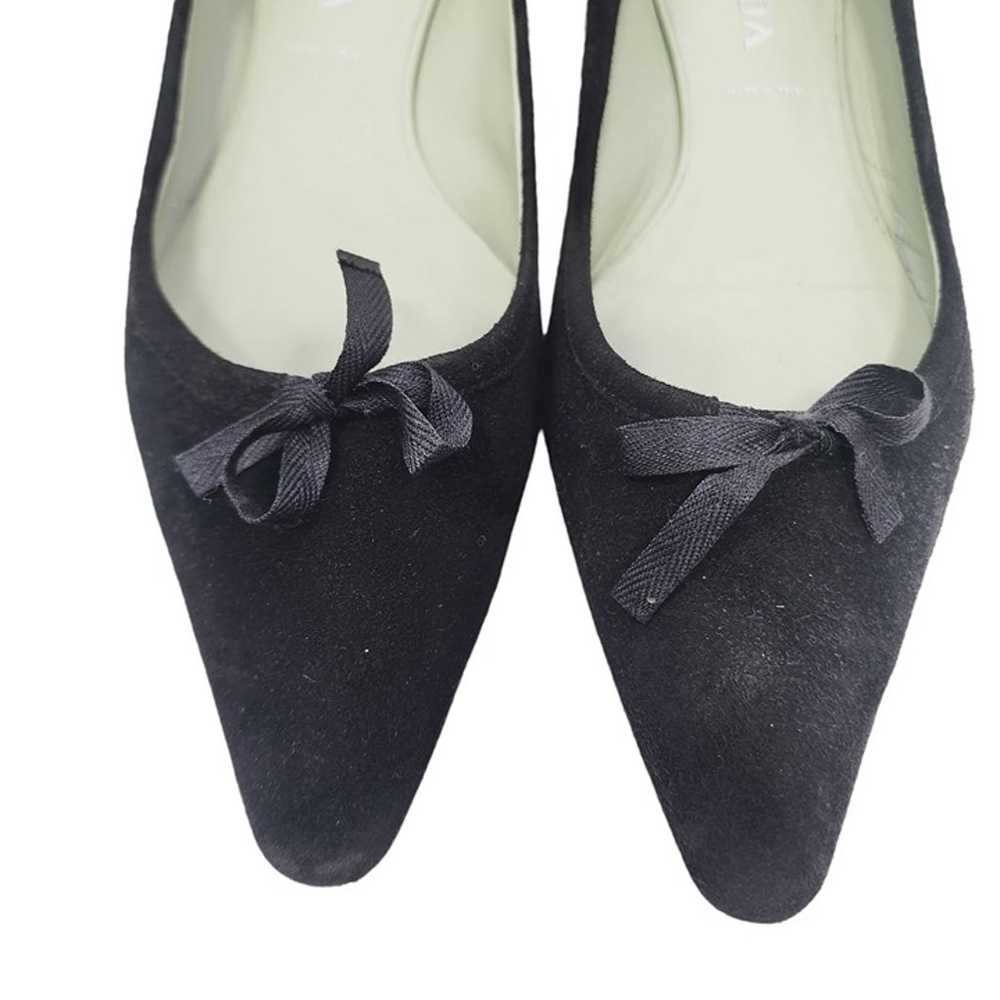 Prada Suede Bow Flats Shoes Women's Size 38.5 Bla… - image 10