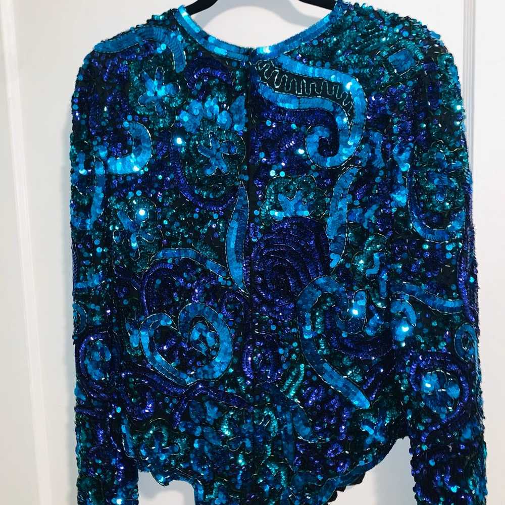 Vintage Beaded Laurence Kazar Top XL - image 5