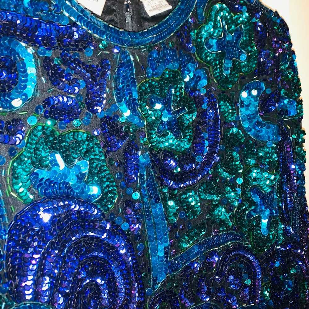 Vintage Beaded Laurence Kazar Top XL - image 6