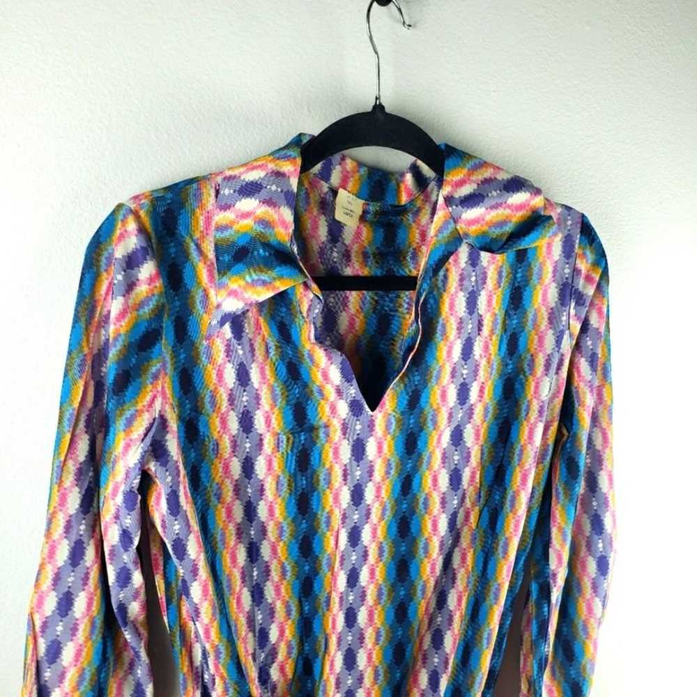 Vintage Women's NWOT 1970's Blue Disco Collared B… - image 2