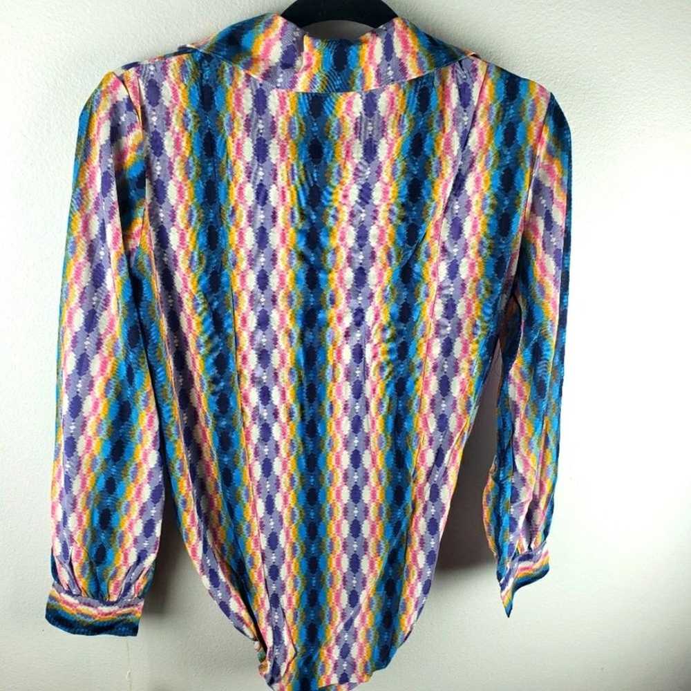 Vintage Women's NWOT 1970's Blue Disco Collared B… - image 5