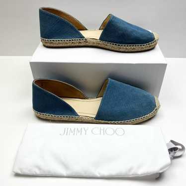 JIMMY CHOO Dreya Denim Leather D'Orsay Espadrille 