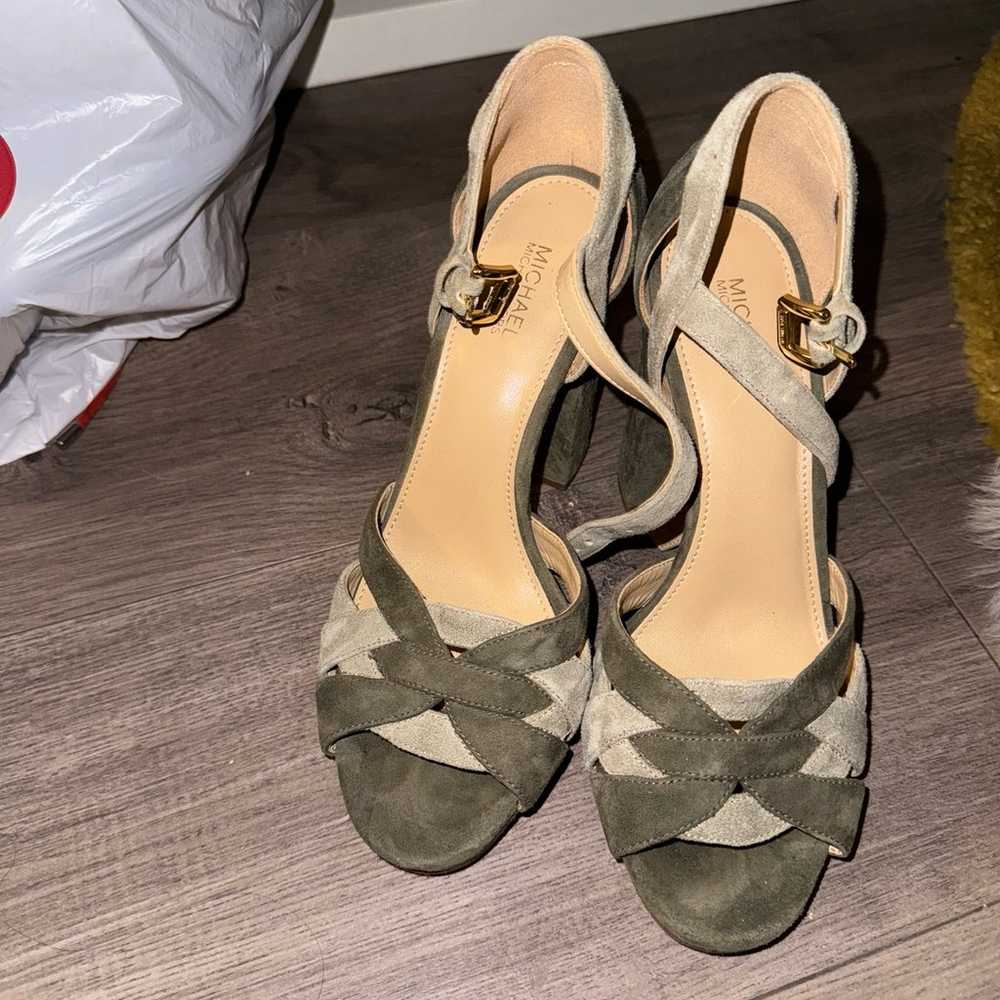 Michael Kors platform suede green heels - image 1