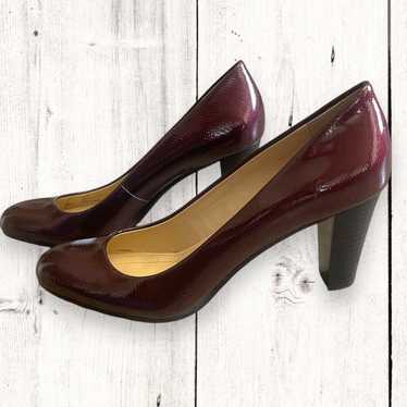 Calvin Klein Renni Snakeskin Burgundy Pump Heels A