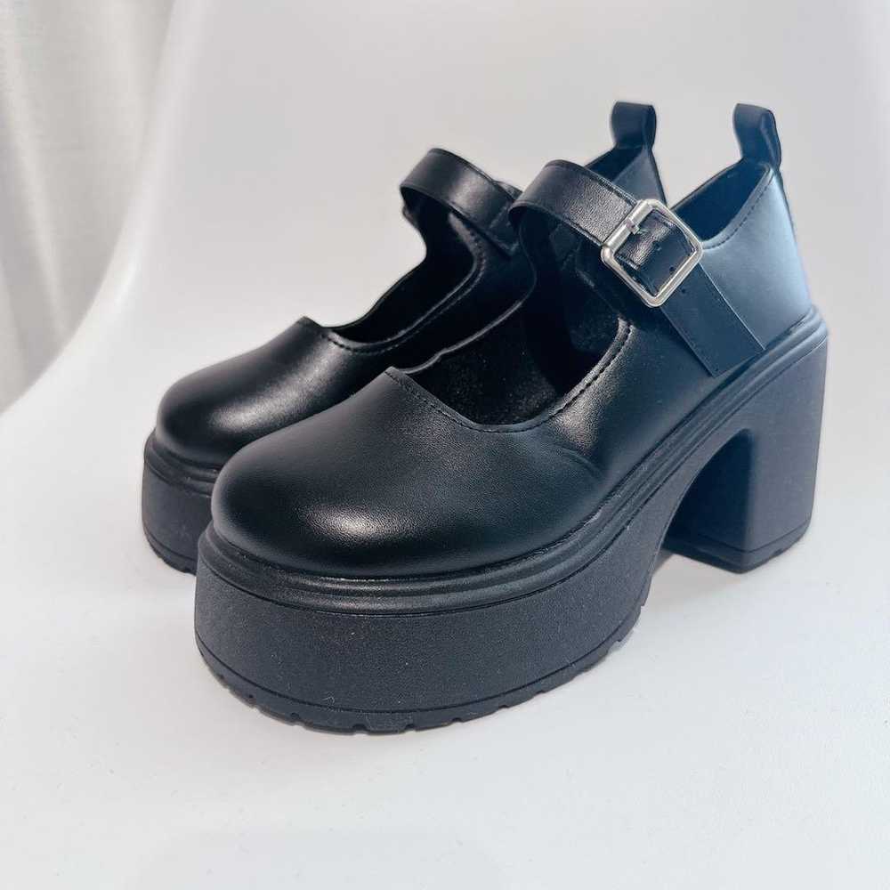 Thick-soled shoes, black, high-heeled pumps with … - image 3