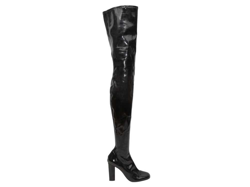 Black Emporio Armani Patent Over-The-Knee Heeled … - image 1