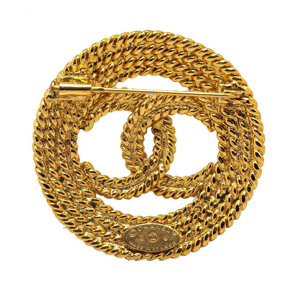 Gold Chanel Gold Plated CC Brooch - image 2