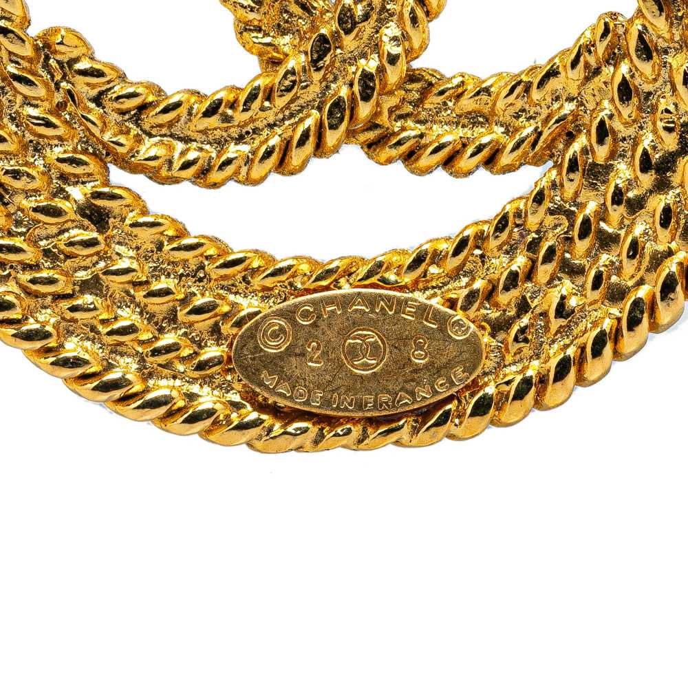 Gold Chanel Gold Plated CC Brooch - image 3