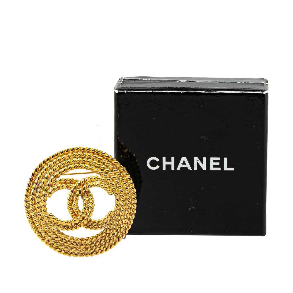 Gold Chanel Gold Plated CC Brooch - image 4