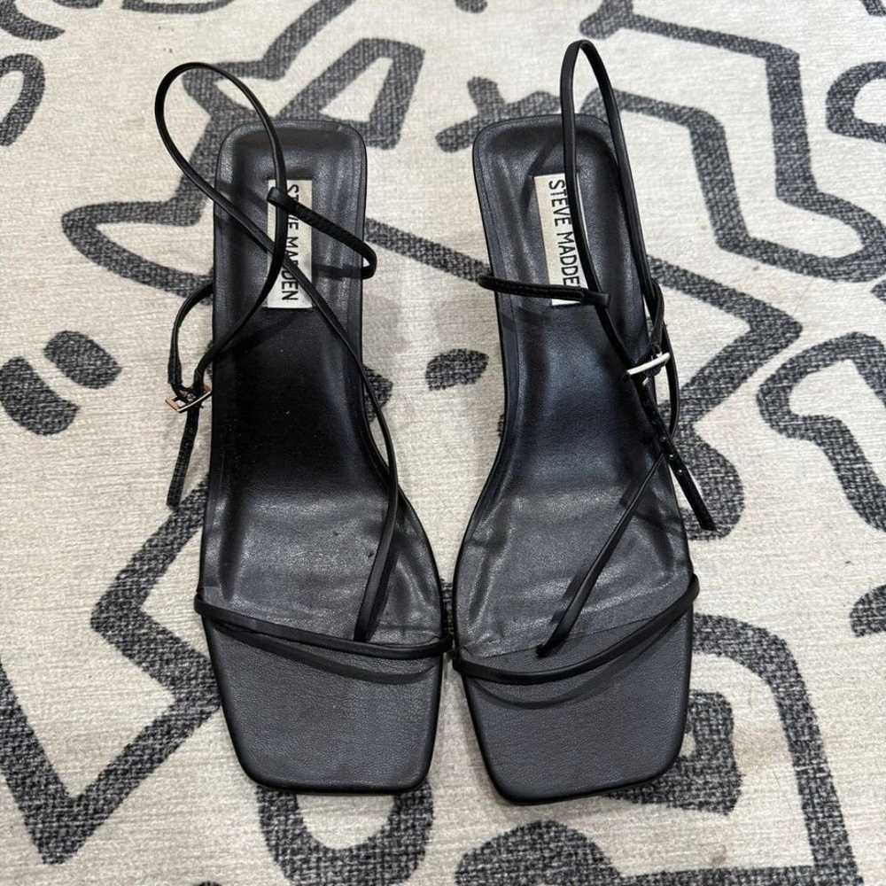 Steve Madden Black Strappy Square Toe Heels 9 - image 1