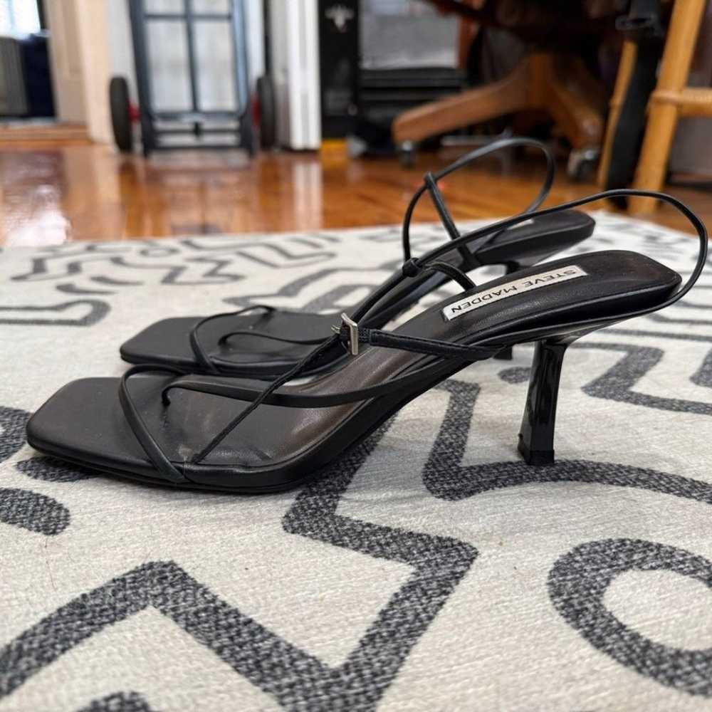 Steve Madden Black Strappy Square Toe Heels 9 - image 3