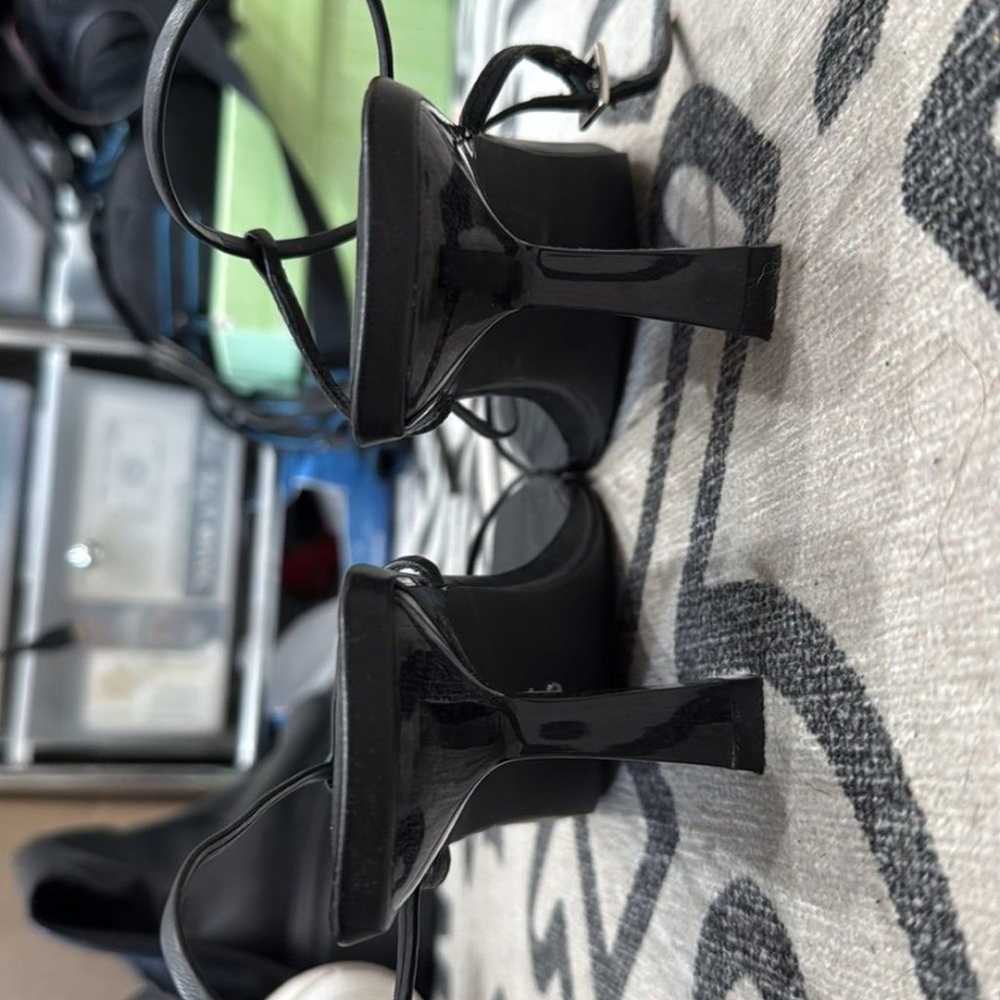 Steve Madden Black Strappy Square Toe Heels 9 - image 4