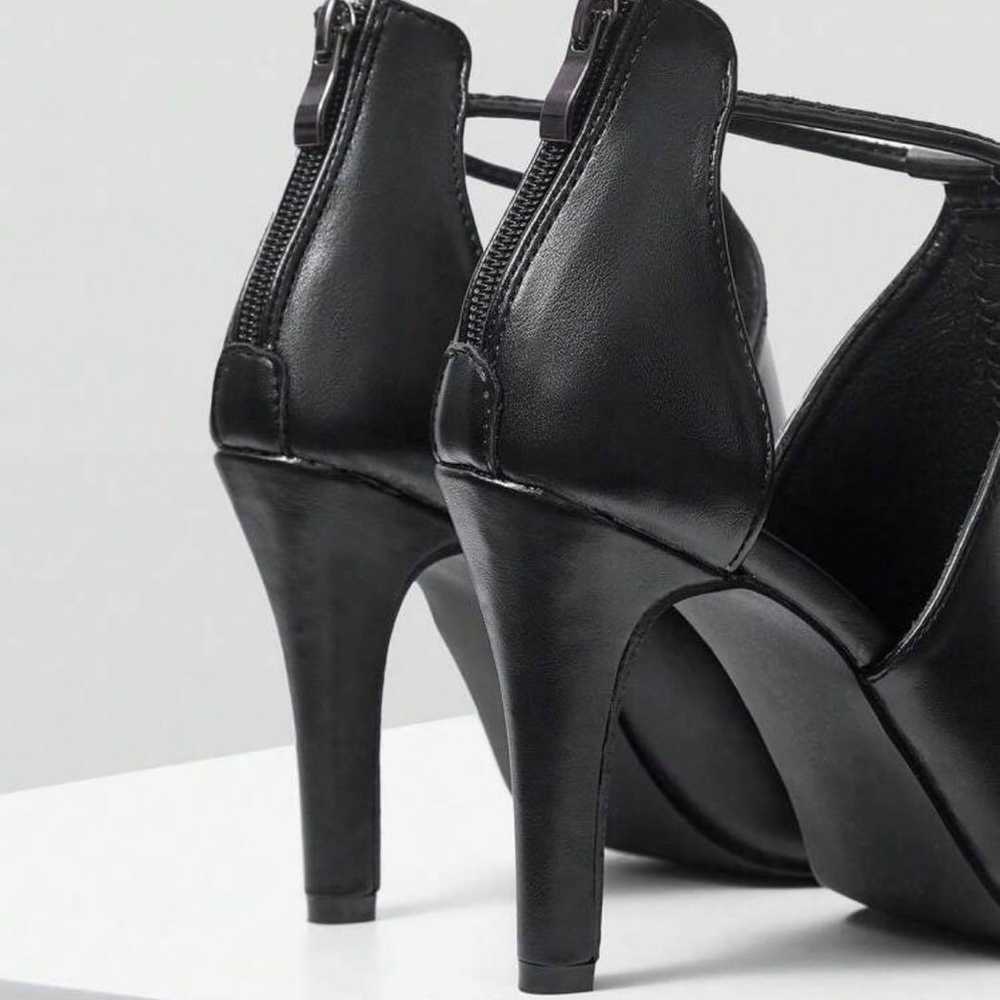 Black Leather High Heels. - image 4