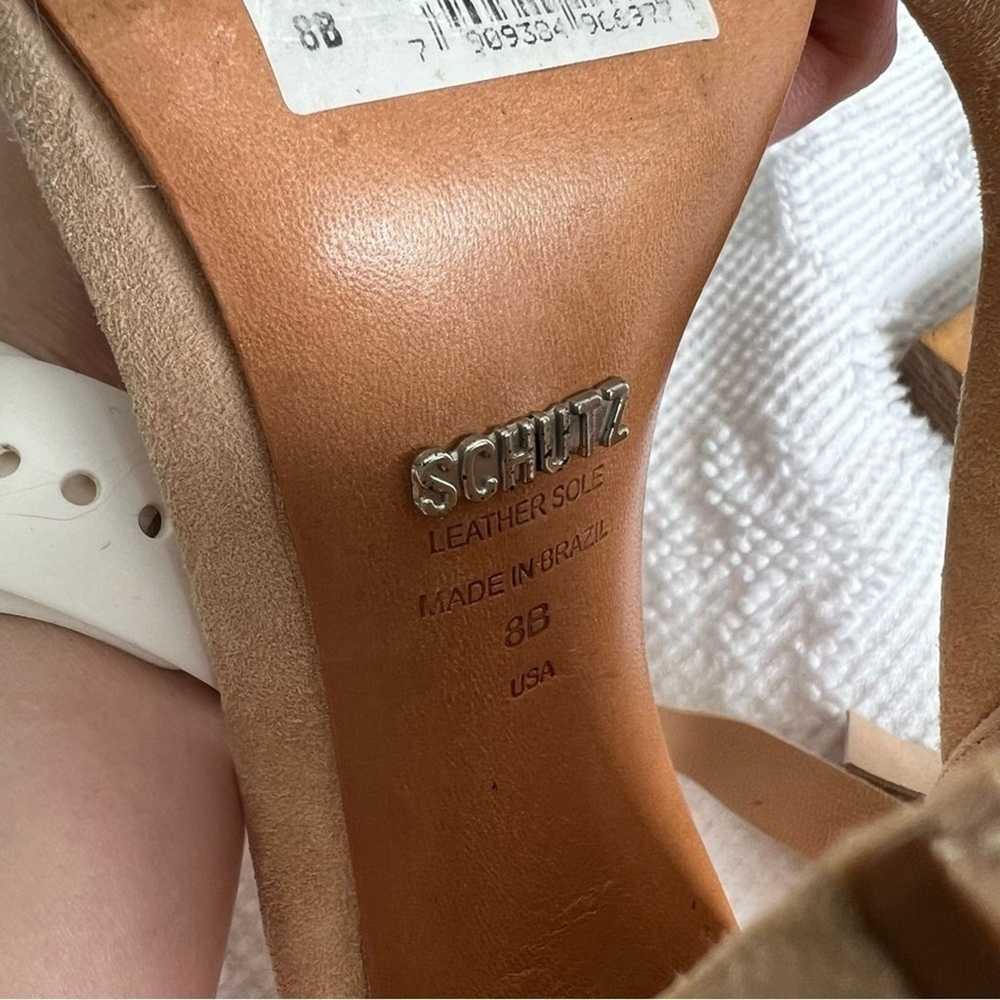 Tan Schutz Kelma suede tie up block heel sandal - image 10